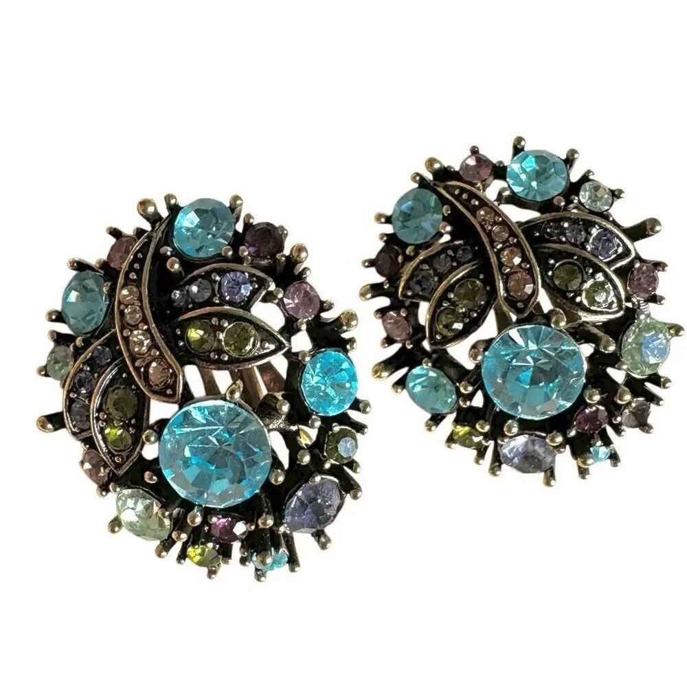 Heidi Daus Multicolor Leaf-Cluster Oval Clip-On Earrings